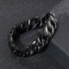 Мужской браслет Kalen Black Cuban Link, готический стиль, цепочка толщиной 15 мм, нержавеющая сталь, праздничные украшения, простой, матовый, полированный, подарок