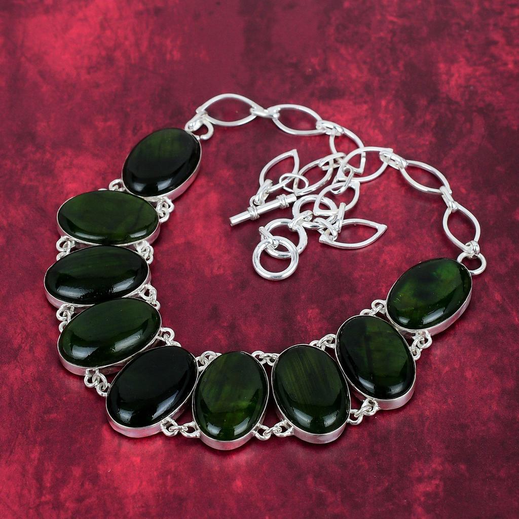 Green Flash Labradorite Handmade Gemstone Necklace, 925 Solid Sterling Silver Necklace Antique Jewelry, Adjustable Chain Necklace Engagement Gift