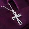 925 Sterling Silver 18 Inch Chain Cross AAAAA Zircon Pendant Necklace for Woman Fashion Wedding Party Charm Jewelry