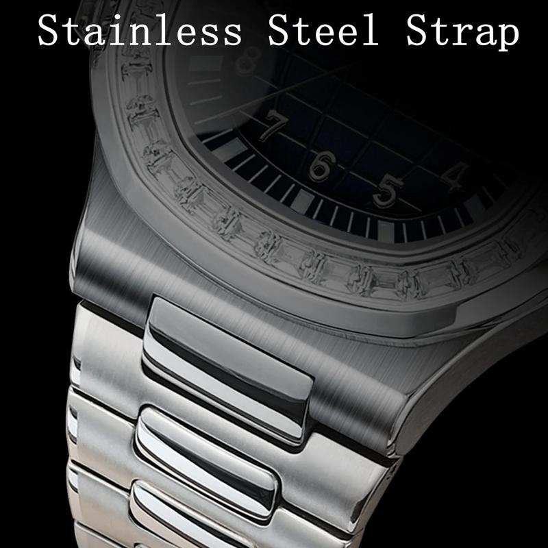 POEDAGAR Luxury Square Man Wristwatch Diamond Dial Luminous Waterproof Date Men Watch Stainless Steel Men's Quartz Watches Casual Male Clock