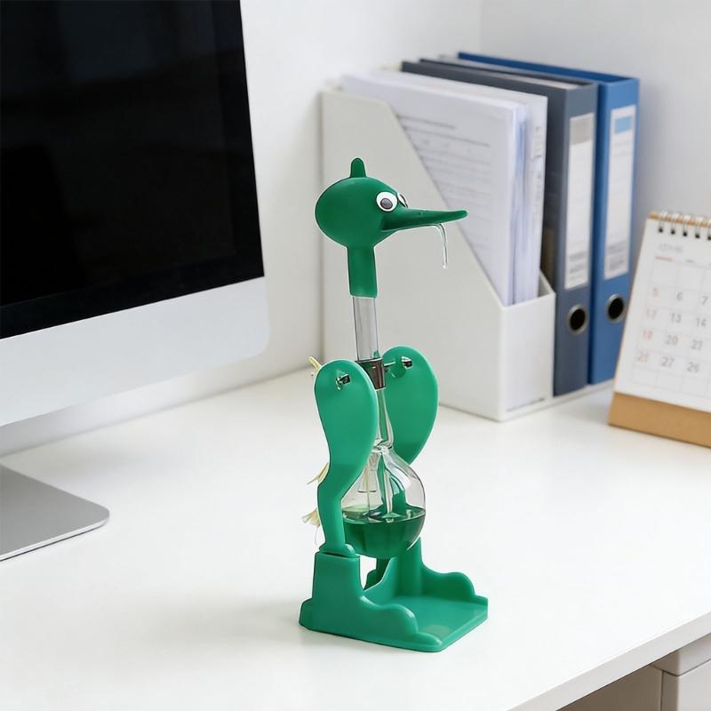 Perpetually Motion Bobbing Bird Ornament No-Stop Liquid Permanent Glass Duck Toy for Home Office Desktop Decoration