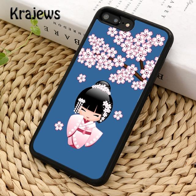 Krajews Милая японская кукла Кокеши Чехол для телефона Cover Для iPhone 17 Air 16 15 14 plus 11 12 13 pro max coque Оболочка Fundas