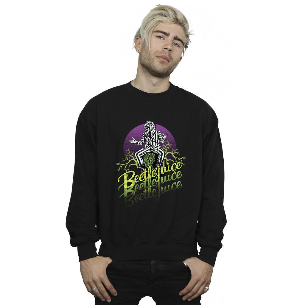 Beetlejuice Mens Purple Circle Sweatshirt