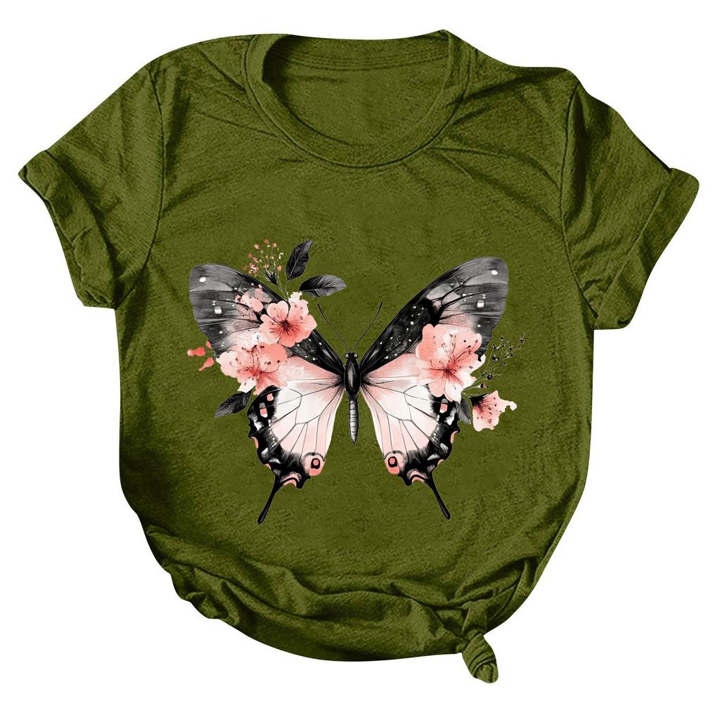 Женская модная повседневная футболка с круглым вырезом и принтом, пуловер с короткими рукавами, топ