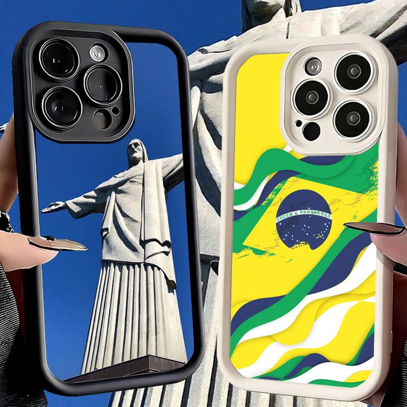 Чехол для телефона iPhone 17 Air 16E 15 16 Pro Max Бразилия Бразильский флаг Чехол 14 Plus 13 12 Mini Мягкий силиконовый Fundas