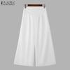 ZANZEA Womens Casual Solid Color Loose Wide Leg Pants
