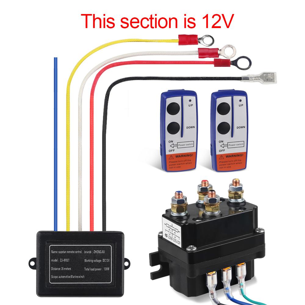 Universal 12V 24V 250A Winch Remote Contactor Winch Control Solenoid Relay Twin Wireless Remote Recovery For Car Jeep Motorcycle