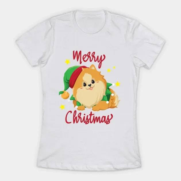 Christmas Pomeranian Merry Xmas Womens TShirt