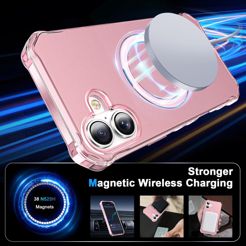 For iPhone 16 Plus Case Small Wavy Edge Compatible with MagSafe Anti-Drop PC+TPU Phone Cover