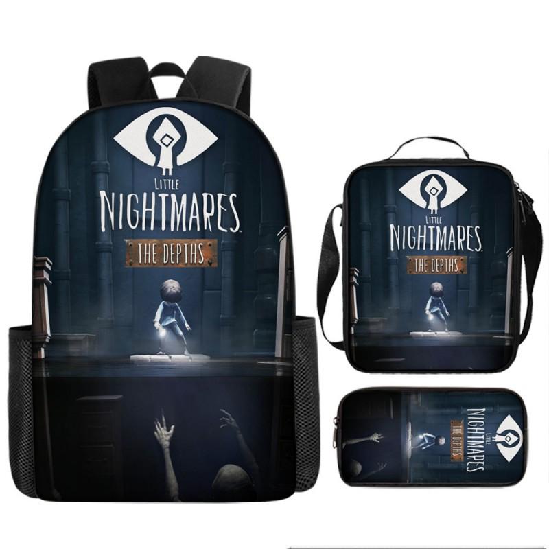 Little Nightmares Anime School Backpack Set Kids - 17 Inch Oxford Fabric Dual-Strap Bag With Crossbody Pouch Pencil Case