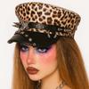 Кепка Harajuku Rivet Leopard Hat в стиле панк с плоским верхом, модная шляпа-берет Y2k для девочек