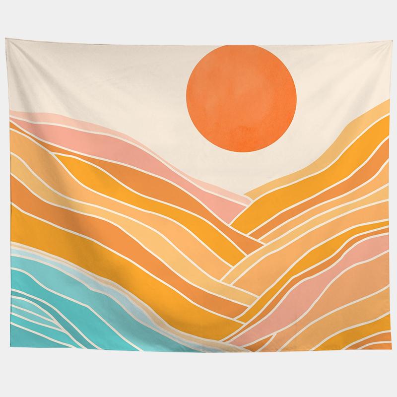 Акварель Море Закат Тропический Лес Печать Гобелен Растения Абстрактный Пейзаж Гостиная Спальня Домашний Декор