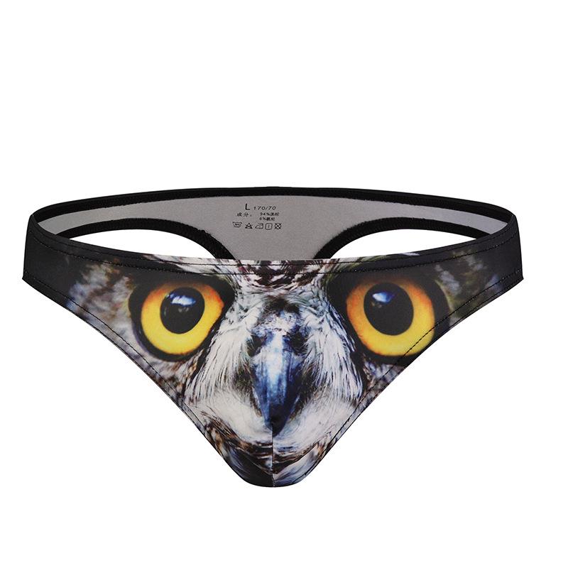 Мужские сексуальные бикини стринги нижнее белье Bugle Pouch 3D Animal Print Funny трусики с низкой талией Wolf трусы слипы купальник