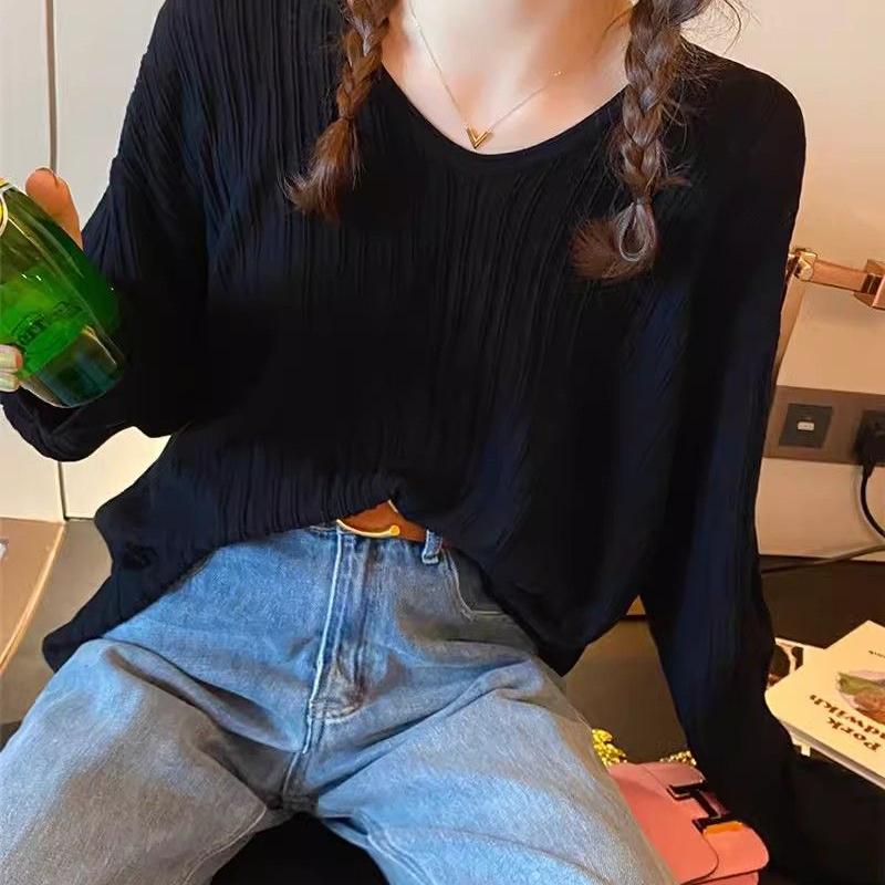 Женский тонкий базовый свитер для осени и зимы Трикотаж Дизайн Sense Свободный свитер с длинными рукавами Топ