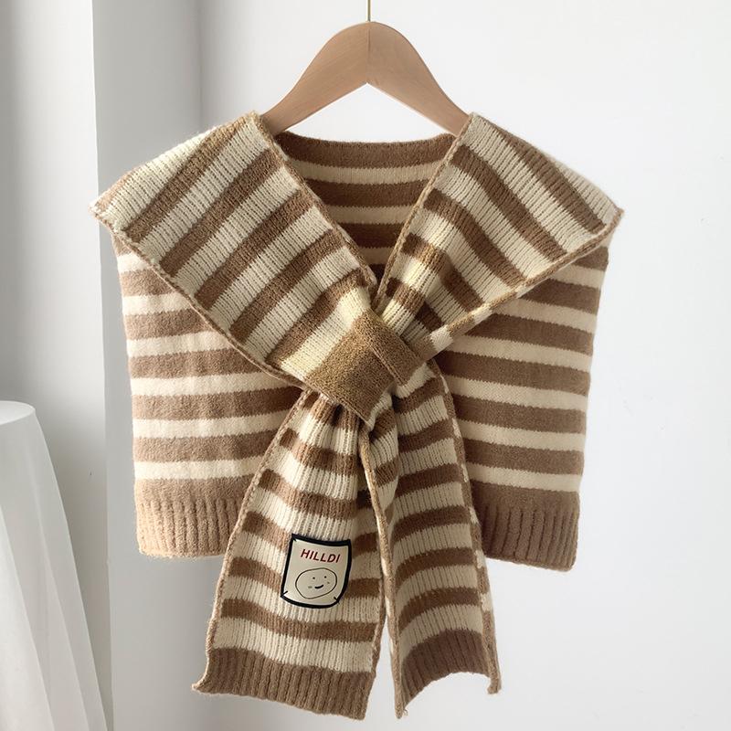 Korean Style Wool Knitted Warm Shawl Winter Blouse Shoulder Fake Collar Cloak Knitted Scarf Houndstooth Neck Scarf