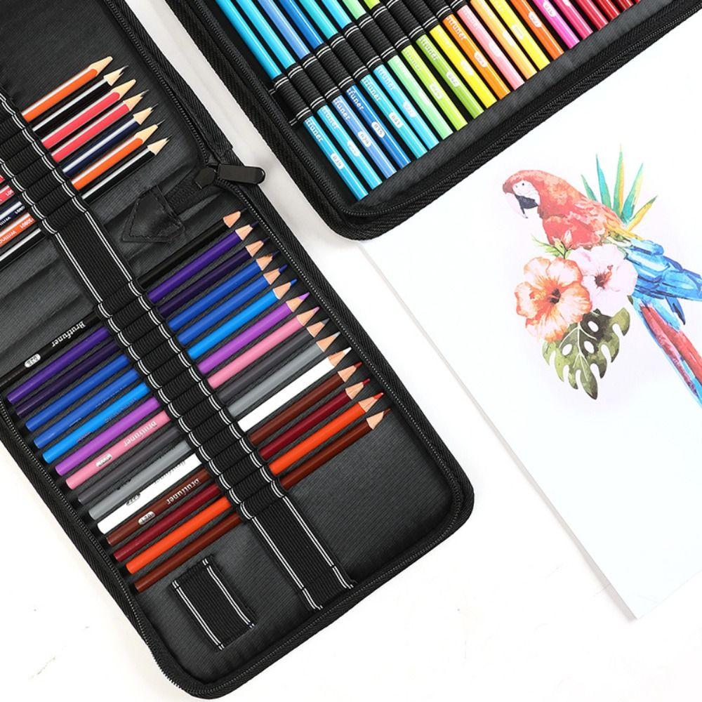 36/48/72 Holes Pen Curtain Black Oxford Painting Pencil Organizer Pencil Bag  Art Supplies