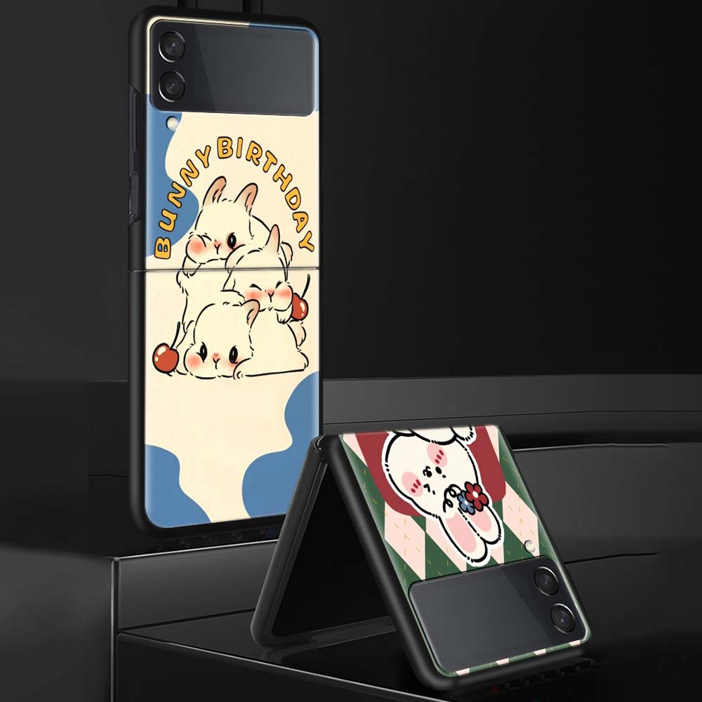 Мультяшный Милый Маленький Кролик Чехол для Телефона Для Samsung Galaxy Z Flip 7 6 5 4 3 5G Чехол ZFlip7 ZFlip6 ZFlip4 ZFlip5 ZFlip3 Coque Fund
