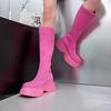 Трансграничная внешняя торговля сапоги для верховой езды женская обувь 2024 розовые эластичные узкие сапоги на платформе сапоги-носки на платформе