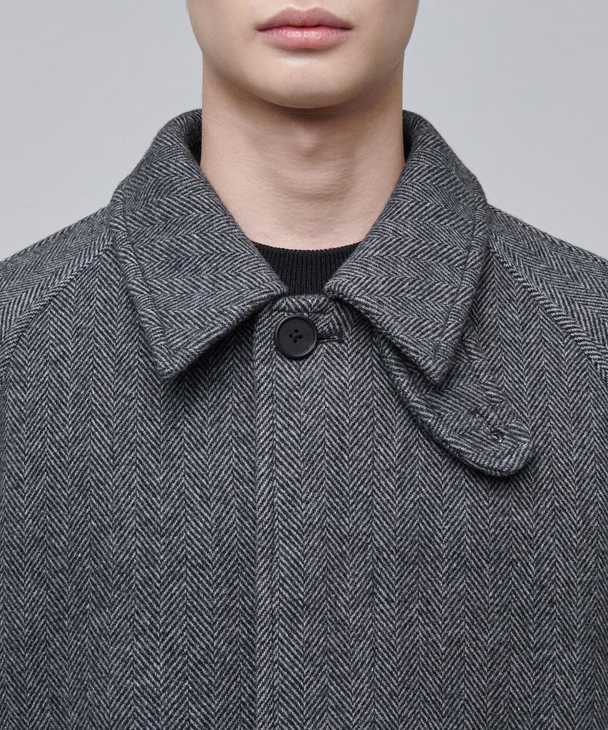 Musinsa Standard Manteco Herringbone Oversized Balmacaan Coat [Dark Grey]