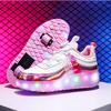 New Runaway Shoes Children and Girls Flying Invisible Shrinkable Boys Deformation Roller Skates with Lights Wheels Shoes