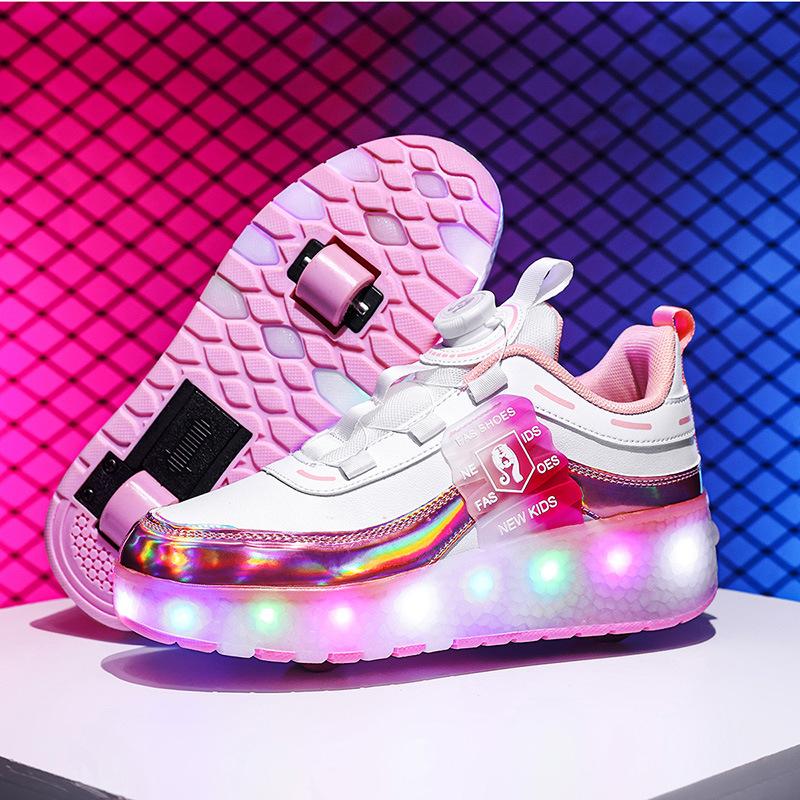 New Runaway Shoes Children and Girls Flying Invisible Shrinkable Boys Deformation Roller Skates with Lights Wheels Shoes