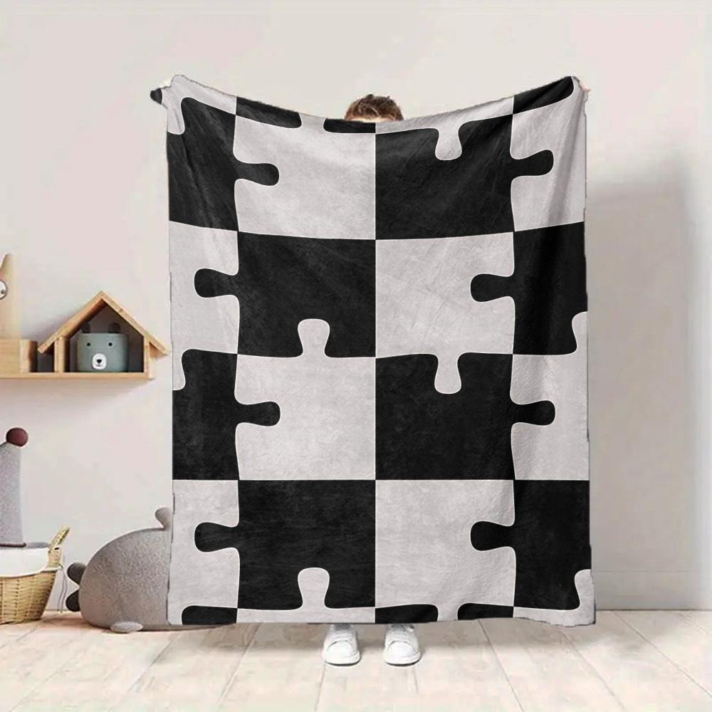 1pc Puzzle Pieces Blanket Warm, Cozy, And Soft, Suitable for Sofas, Beds, Cars, And Office Use.Perfect for Camping And Travel, Making It a Great Gift