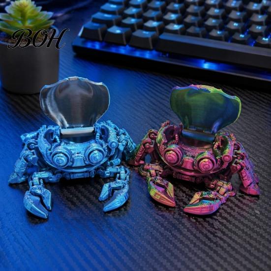 Crab Sensory Toy 3D Printed Mechanical Figurine, Cyberpunk Model with Movable Joints, Openable Lid, Articulated Animal Decoration Ornament Desk