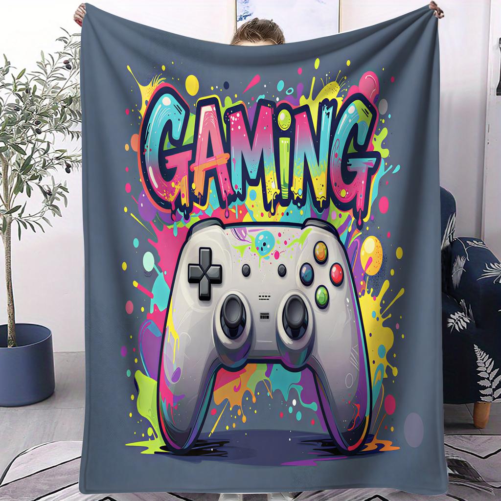 Game Controller Graffiti Art Blanket Soft Suitable for Bedroom Sofa Car Office Napping Air Conditioning Small Cover Blanket
