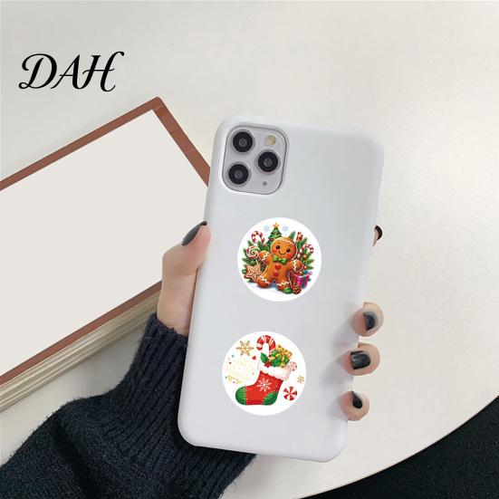 Christmas Scrapbooking Stickers Round Stickers, Santa Claus Snowman And Gingerbread Patterns Print, Man Decals Self Adhesive Holiday Envelope