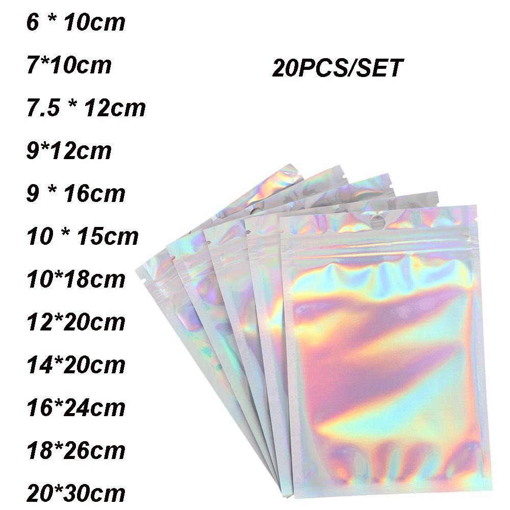 20 Pcs Pack Aluminum Foil Self Seal Storage Reclosable Pouches Zipper Packaging Bag
