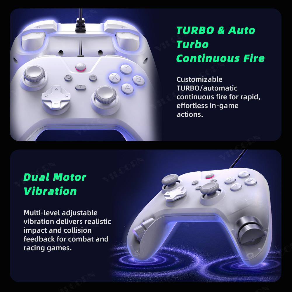 G4 Wired Game Controller for PS4 Compatible Console and PC with Turbo and Dual Vibration