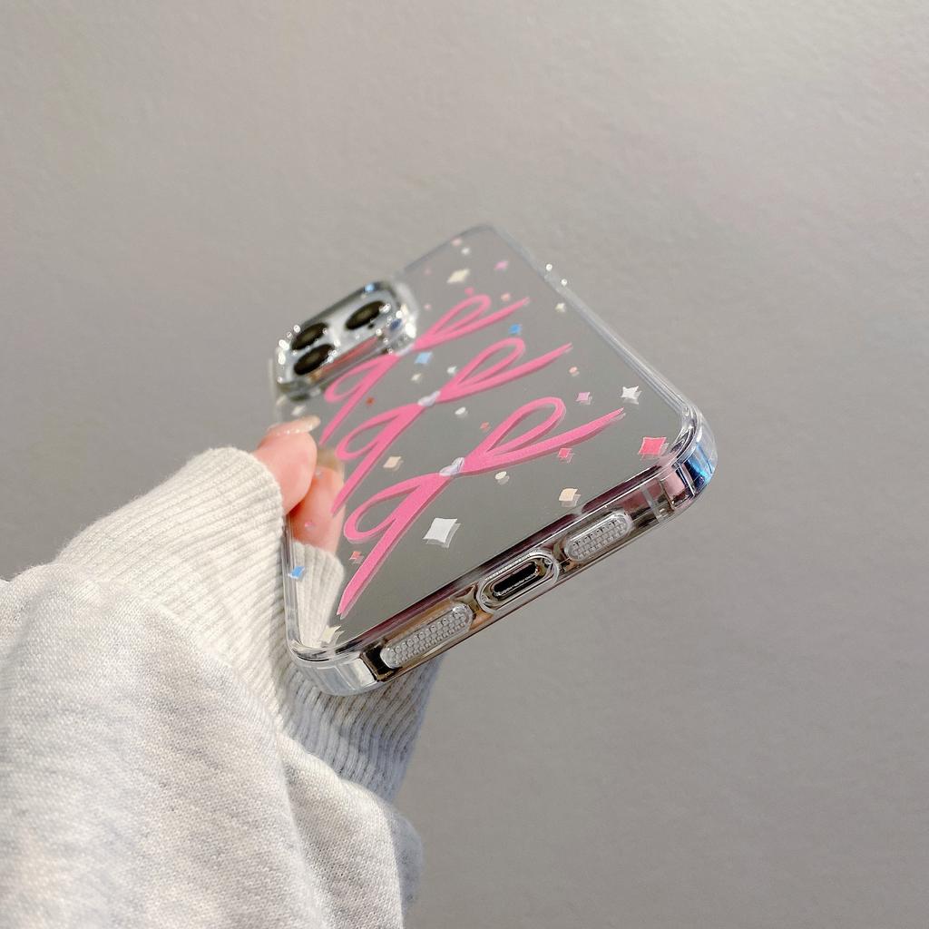 Acrylic Mirror Suitable for Apple 15pro Spring and Summer 11 Bow 13 Girl 16 Hard Iphone 12p Mobile Phone Case