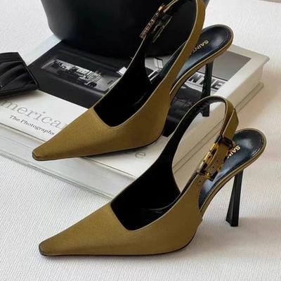 Женская мода, новые дизайнерские женские удобные туфли на шпильке с закрытым носком, универсальные однотонные туфли с неглубоким горлом на высоком каблуке