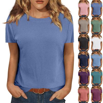 Футболки для женщин, плиссированные, с V-образным вырезом, нарядные, повседневные блузки с принтом, короткие рукава, летние топы, свободный крой