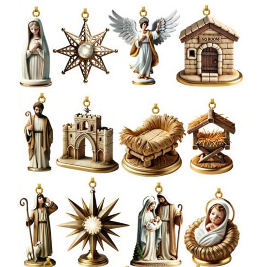2025 Road To Bethlehem Advent Calendar 24 Acrylic Ornaments with Biblical Themes Christmas Tree