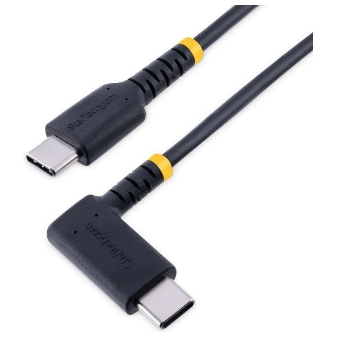 USB-C Кабель для зарядки - StarTech.Com - 30см - 60Вт PD 3А - Угловой - Черная Арамидная Волокно