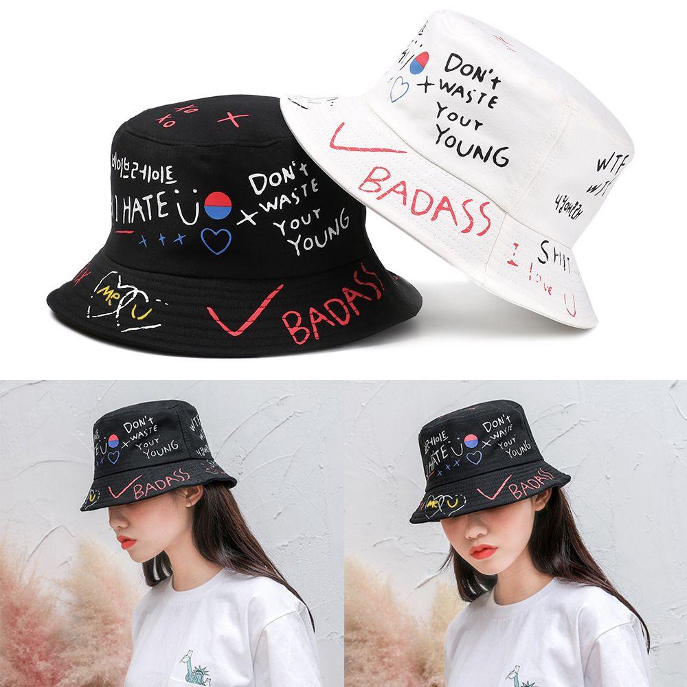 Fashion Outdoor Cotton Fisherman Hat Graffiti Hat Bucket Hat Hip Hop Cap
