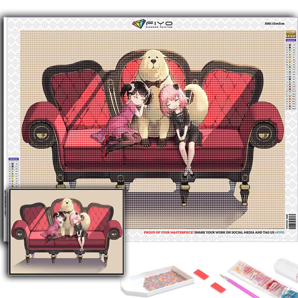 Popular 5D Diy Cross Stitch Anime Poster SPY FAMILY Painting Full Drill Cross-Stitch Crafts Kit Wall Sticker Home Decor