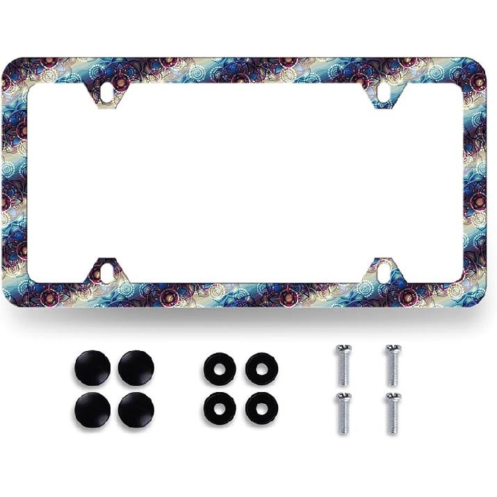 Рамка для номерного знака с колибри, цвет вишневого цвета, с цветами, держатель для номерного знака, цветная рамка для номерного знака для украшения автомобиля, птица из нержавеющей стали, для автомобиля