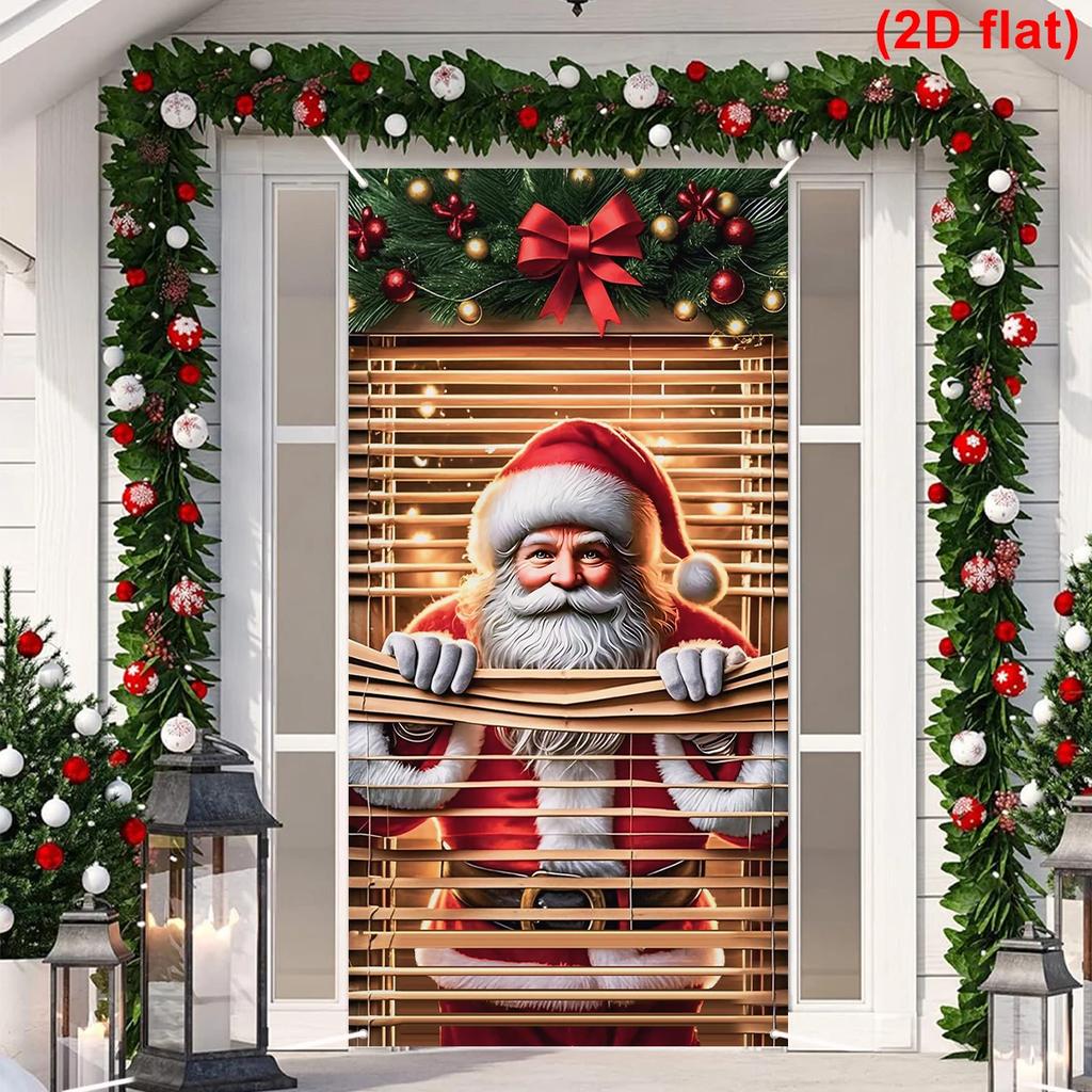 Christmas Hanging Flag Santa Claus Door Banner Christmas Decoration For Home 2025 Xmas Ornament Navidad Natal New Year Gift 2026