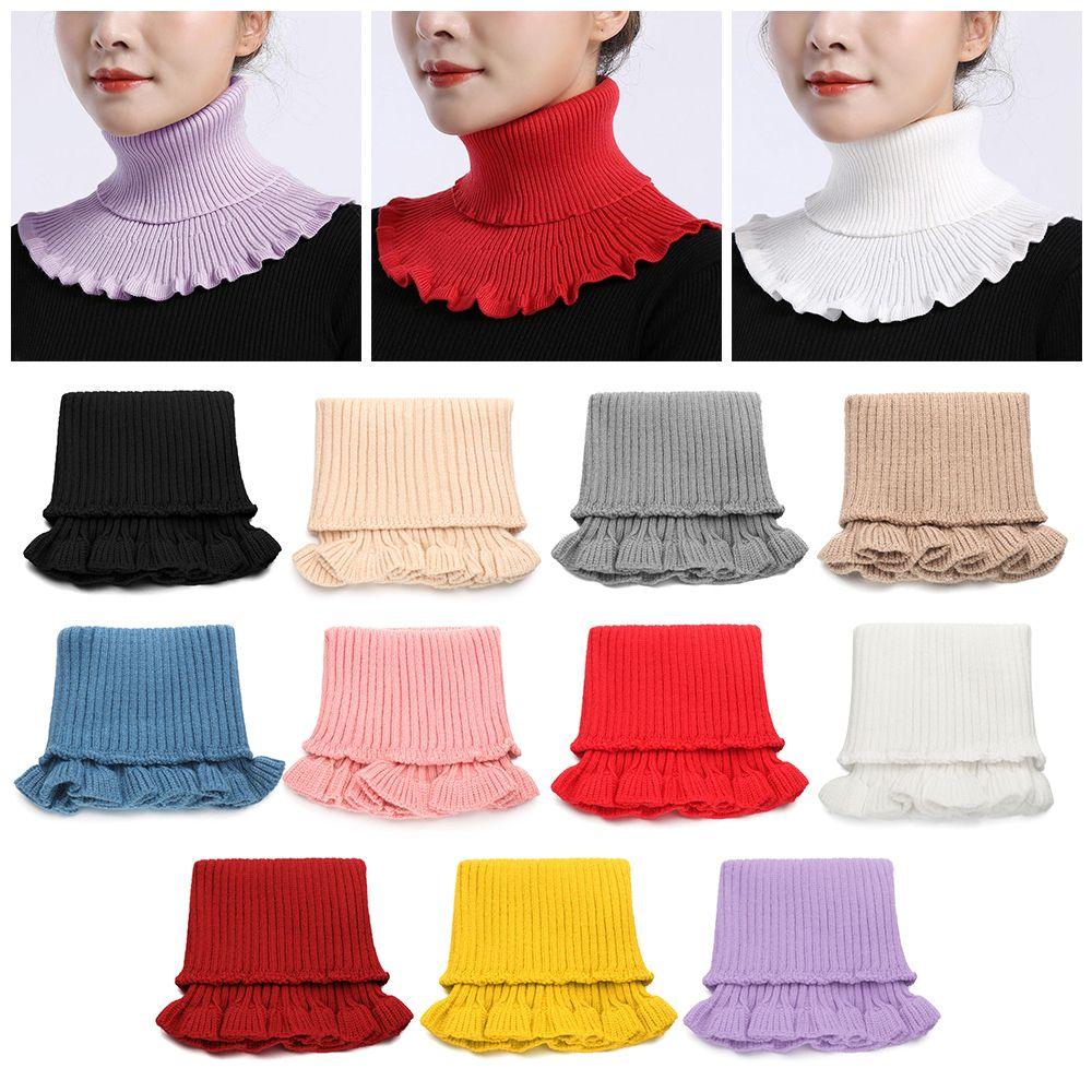 Fashion With Wooden Ears Windproof Knitted Fake Collar Scarf Turtleneck Warm