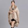 Oversize Winter Big Faux Fox Fur Neck Plus Size Poncho Out Streetwear Women Cloak Pashmina Batwing Sleeves Shawl Coat