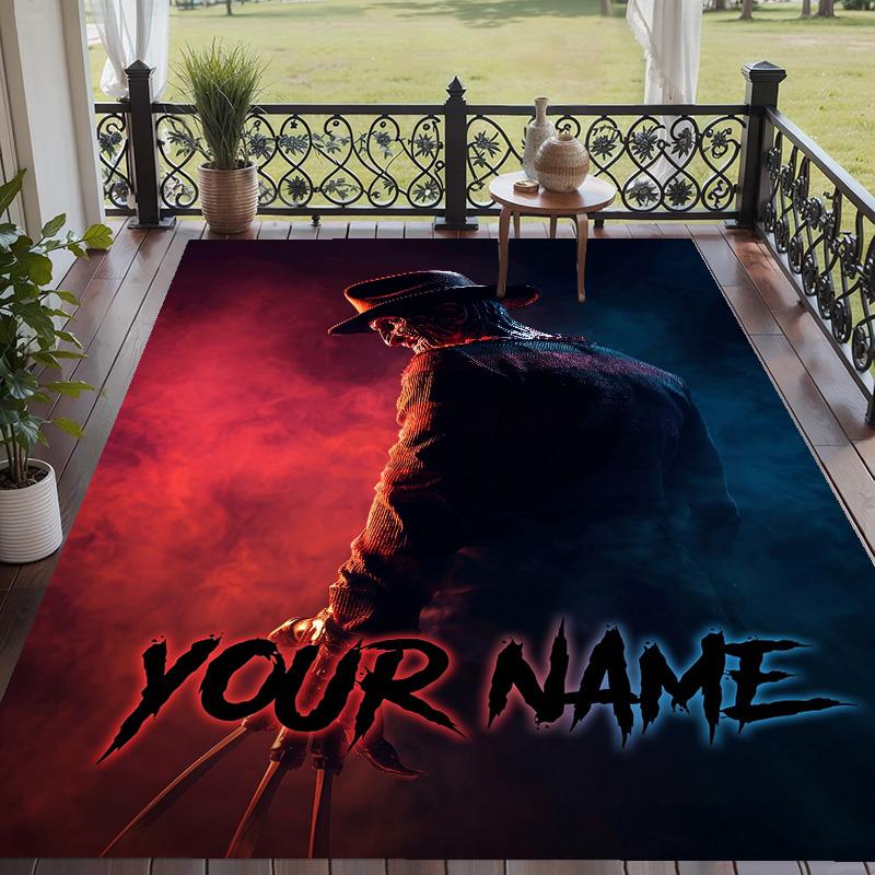 Custom Text A Nightmare on Elm Street Freddy Krueger Pattern Floor Rug Soft Indoor Carpet Mat Living Room Bedroom