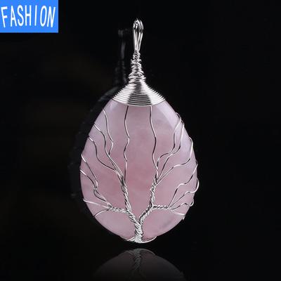 Большой медный природный энергетический капля воды, полудрагоценный камень, кристалл, кулон, аметист, ожерелье ручной работы с камнем