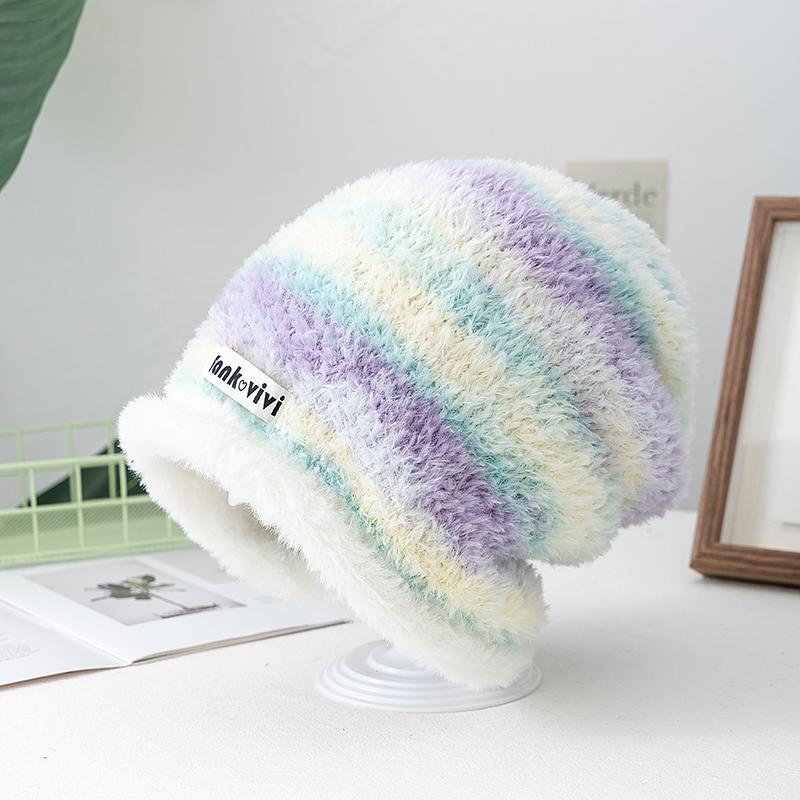 Hot Sale Loose Dandy Hat Lazy Style Gradient Beanie Hat Fashion Winter Hats For Women Streetwear Multicolour Warm Hats For Girl