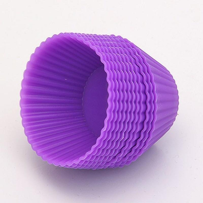 10 Pcs Mini Silicone Soft Cake, Chocolate Cake Muffin Liners Baking Cup Mold Random Color AVE