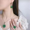 Новый комплект ювелирных изделий Аксессуары Имитация натурального императорского зеленого халцедона Серьги Ожерелье Кольцо Защитная пряжка Женский Винтаж Премиум