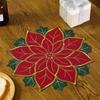 Embroidered Poinsettia Table Placemat Scald Proof Insulation Pad Gifts Holly Leaf Mat