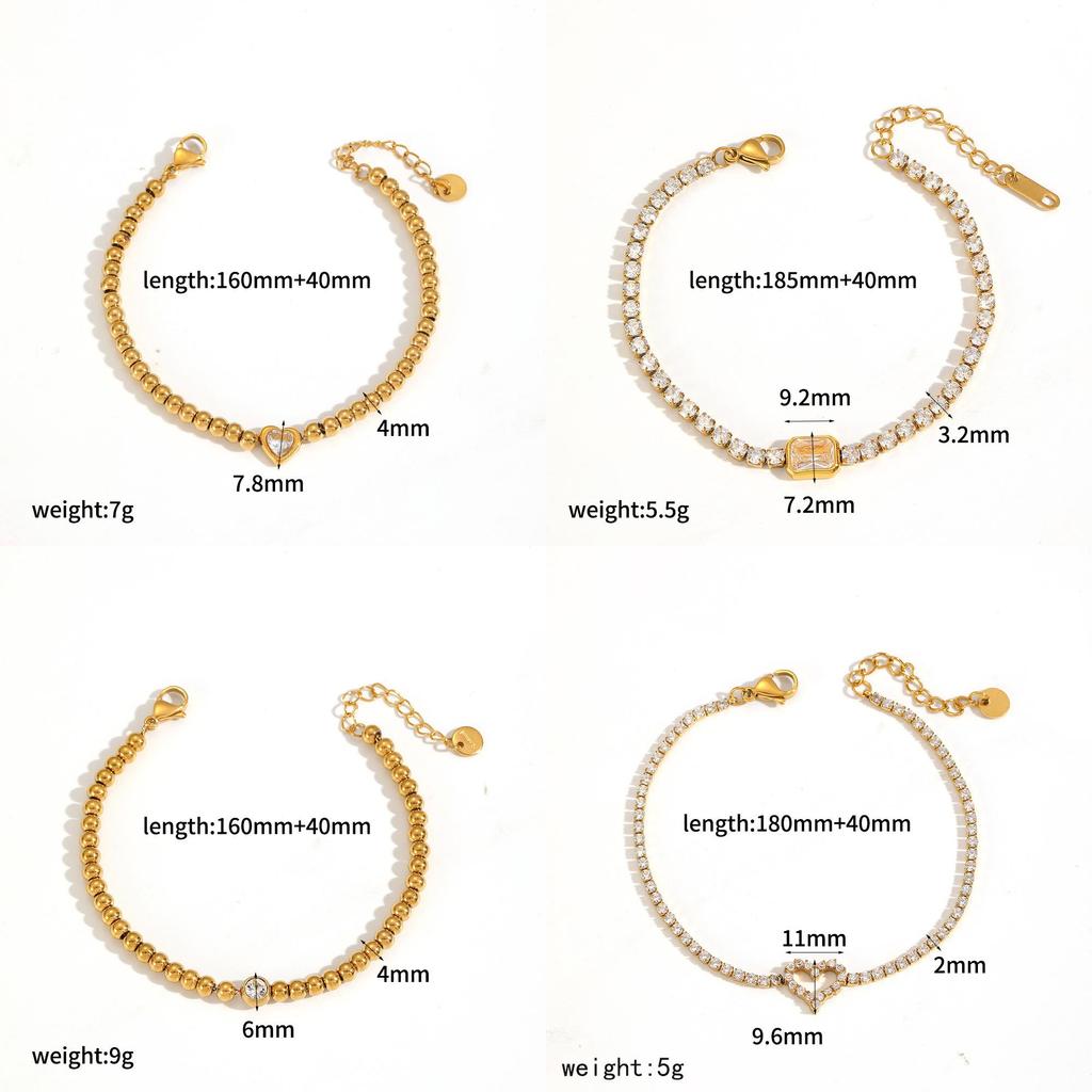 Браслет из нержавеющей стали в форме сердца с цирконием для женщин, модные украшения