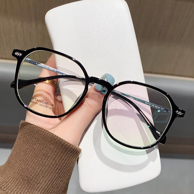 Ultra-Light Tr Large Frame Cold Brown Danyang Myopia Glasses Women Can Match Degree Plain Polygon Optical Glasses